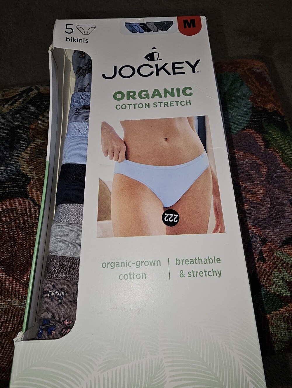 Jockey Women's Organic Cotton Stretch Bikini 5-Pack Medium
